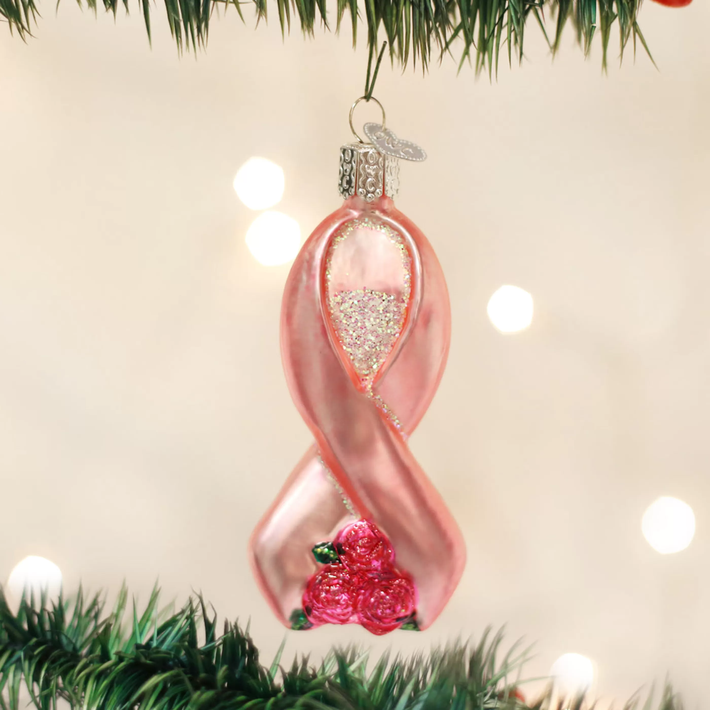 Guining Pink Ribbon With Roses