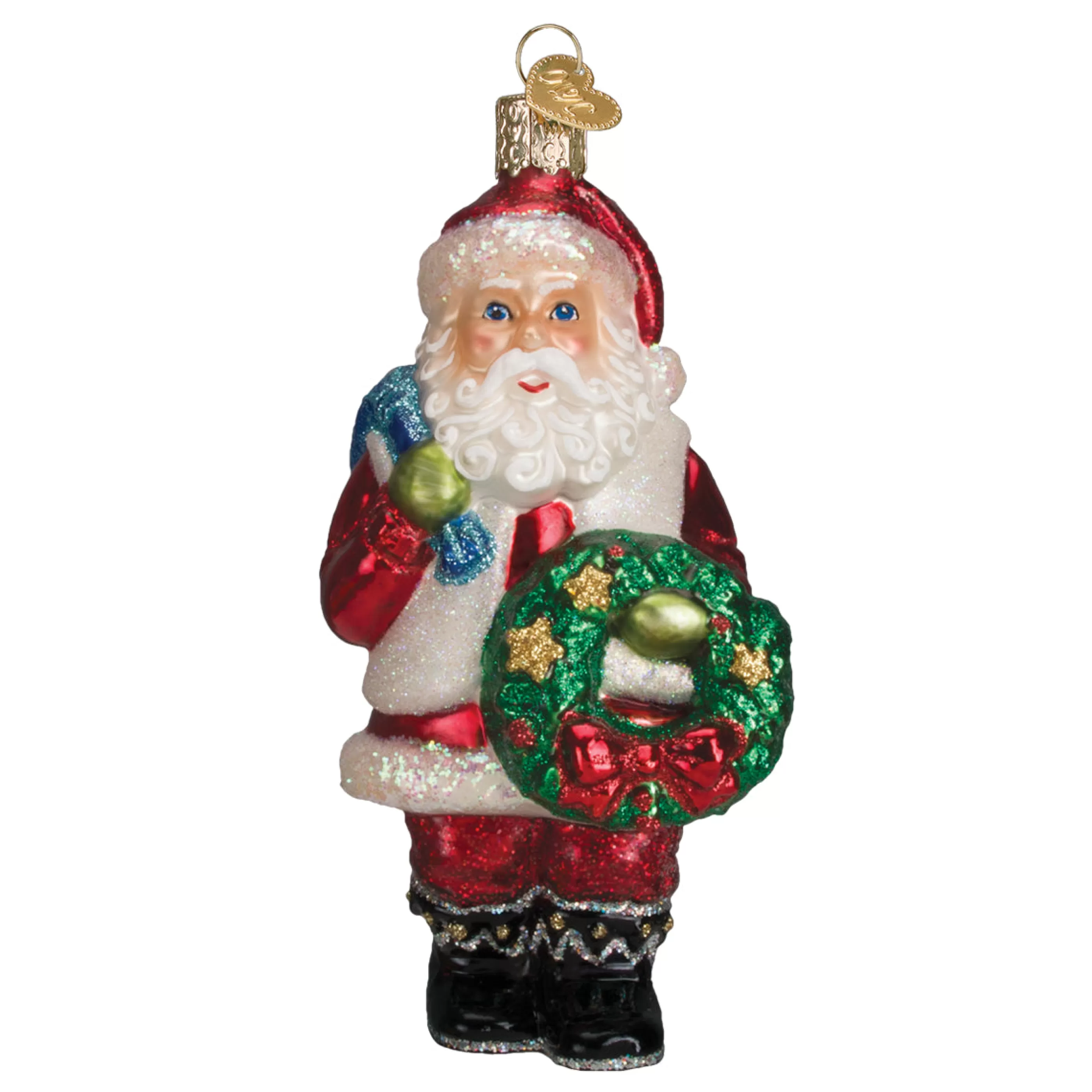 Guining Santa With Wreath Ornament