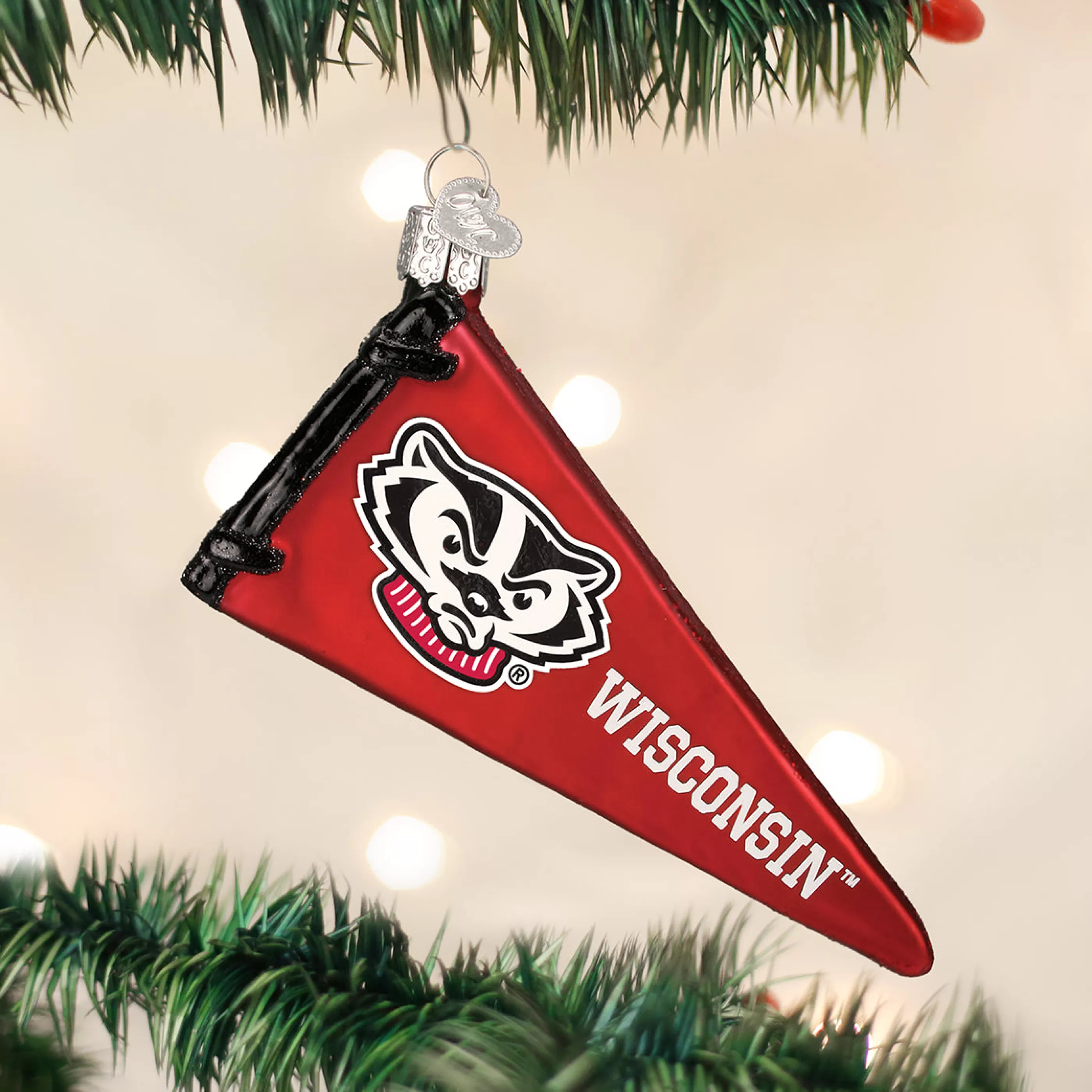 EAST WEST Wisconsin Pennant Ornament